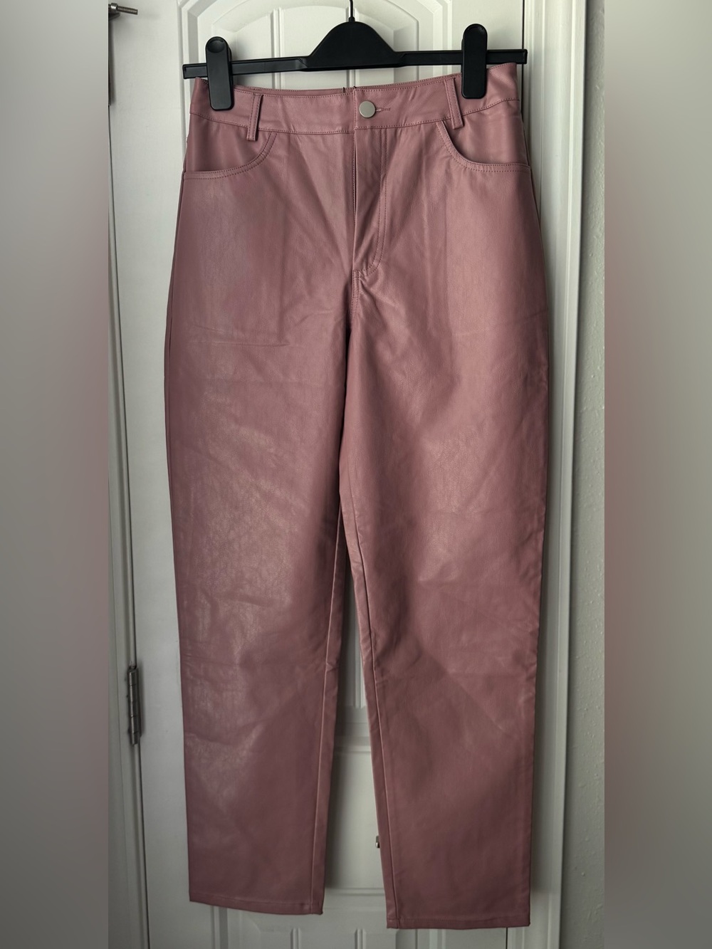 Mauve Faux Leather High-Waist Pants - Soft Sheen